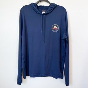 NEW Surf Pendleton Long Sleeve Hooded Logo Sun Tee Rash Guard Mens Large Navy